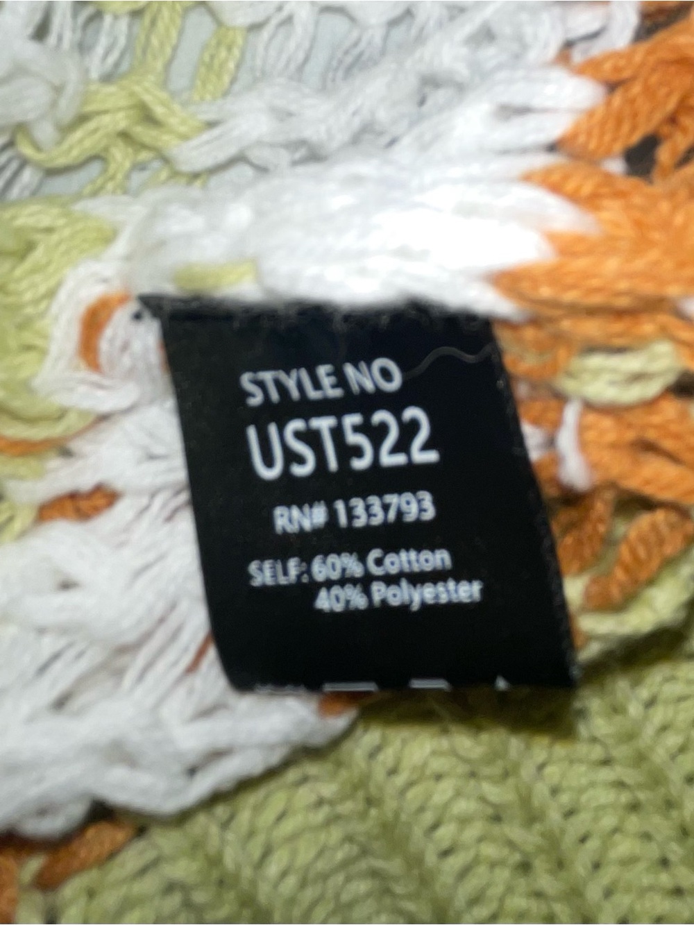 POL S/M Open Knit Striped V-Neck Sweater Green Rust White Coastal Boho Oversized - Picture 7 of 7